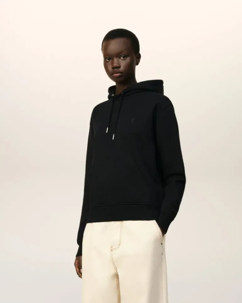 Ami Paris Ami de Coeur Hoodie BLACK Clearance