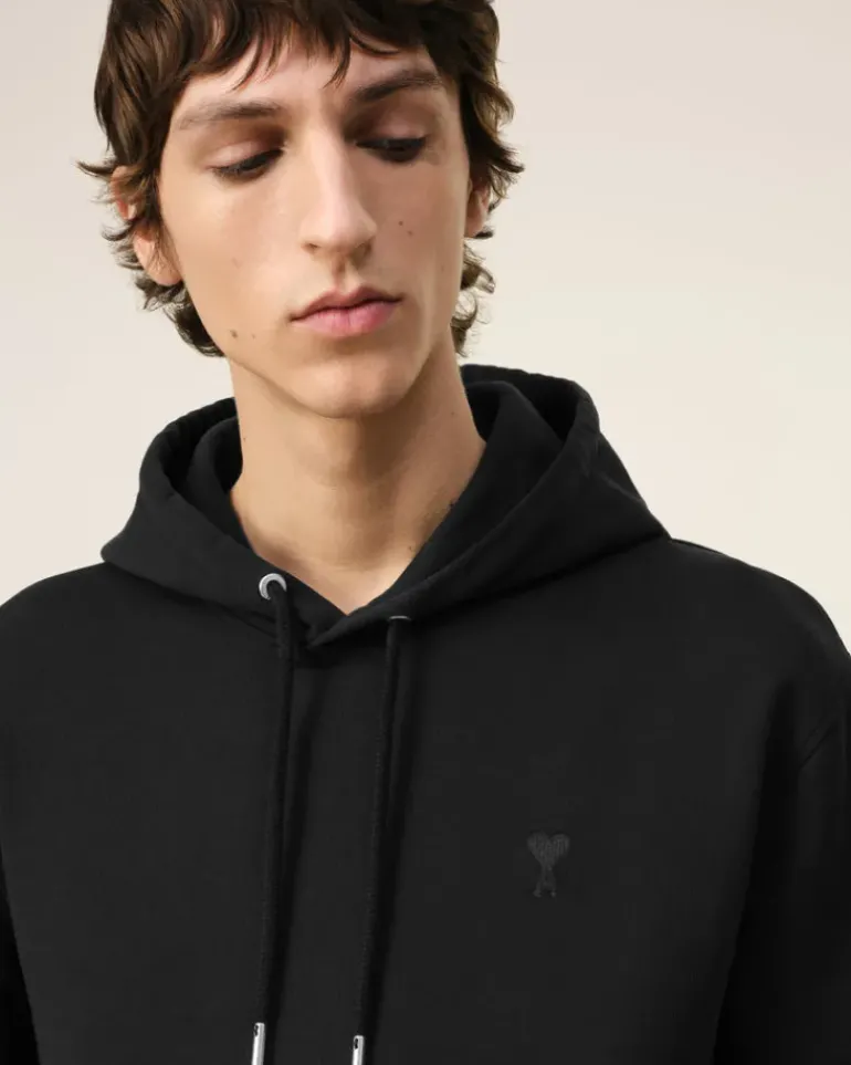Ami Paris Ami de Coeur Hoodie BLACK Clearance