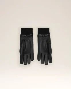 Ami Paris Ami de Coeur Leather Patch Gloves BLACK Clearance