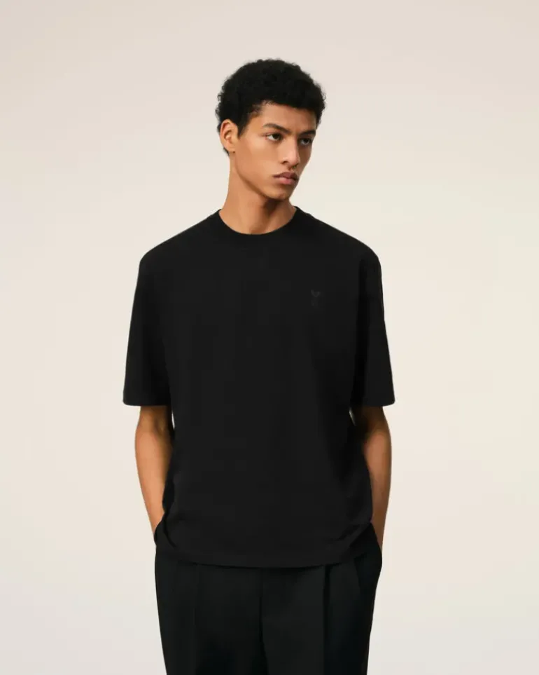 Ami Paris Ami de Coeur T-shirt BLACK Discount