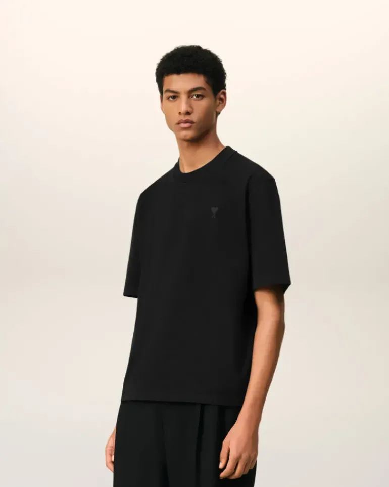 Ami Paris Ami de Coeur T-shirt BLACK Discount