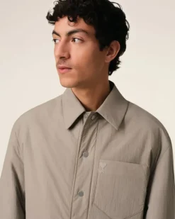 Ami Paris Beige Canvas Padded Ami de Coeur Overshirt ASH Best