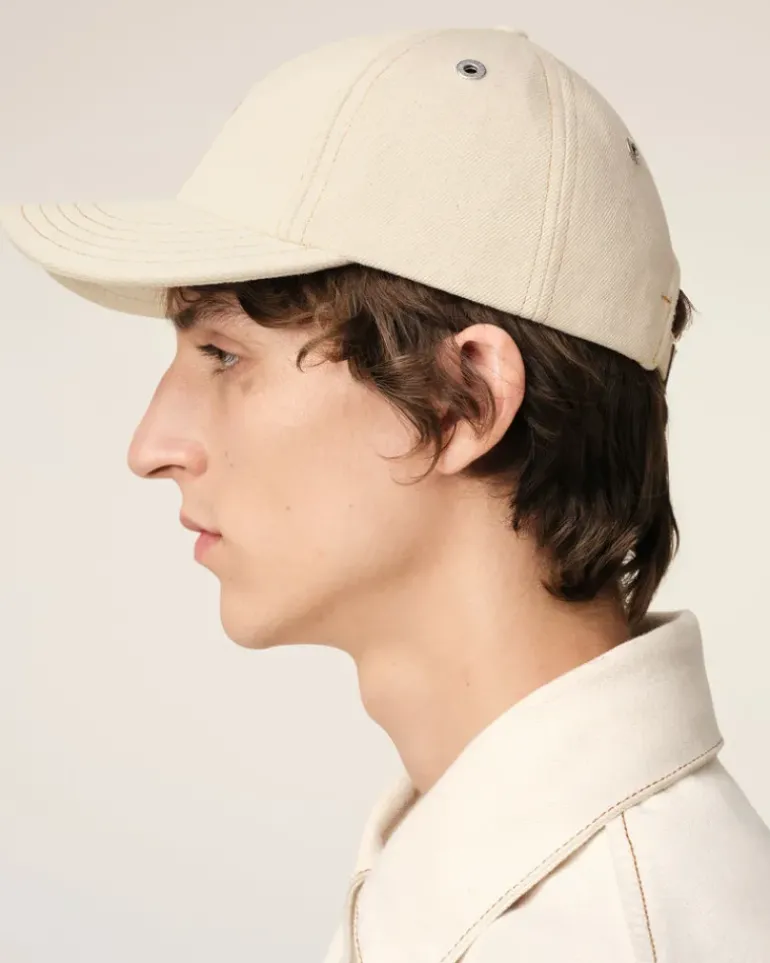 Ami Paris Beige Cotton Ami de Coeur Embroidery Cap WHITE CREAM Sale