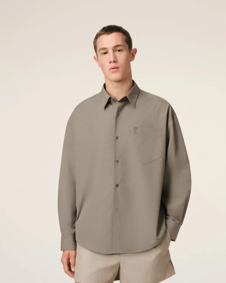 Ami Paris Beige Cotton Ami de Coeur Boxy Shirt ASH Store