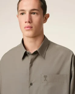Ami Paris Beige Cotton Ami de Coeur Boxy Shirt ASH Store