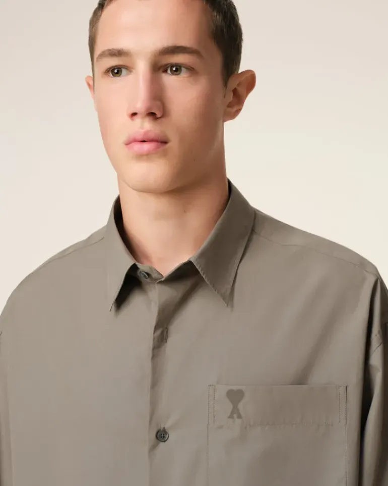 Ami Paris Beige Cotton Ami de Coeur Boxy Shirt ASH Store