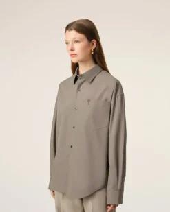 Ami Paris Beige Cotton Ami de Coeur Boxy Shirt ASH Store