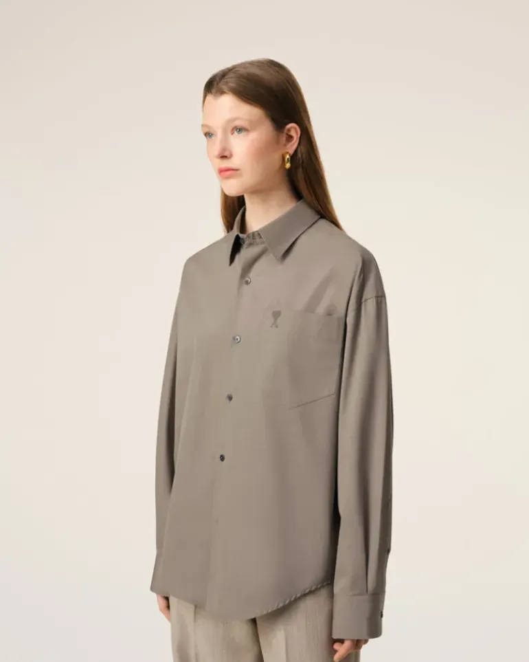 Ami Paris Beige Cotton Ami de Coeur Boxy Shirt ASH Store