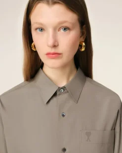 Ami Paris Beige Cotton Ami de Coeur Boxy Shirt ASH Store