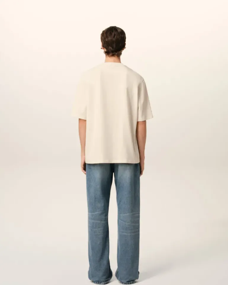 Ami Paris Beige Cotton Ami de Coeur Patch T-Shirt WHITE CREAM Flash Sale