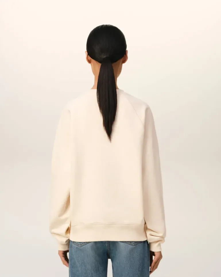 Ami Paris Beige Cotton Ami de Coeur Patch Sweatshirt WHITE CREAM Cheap