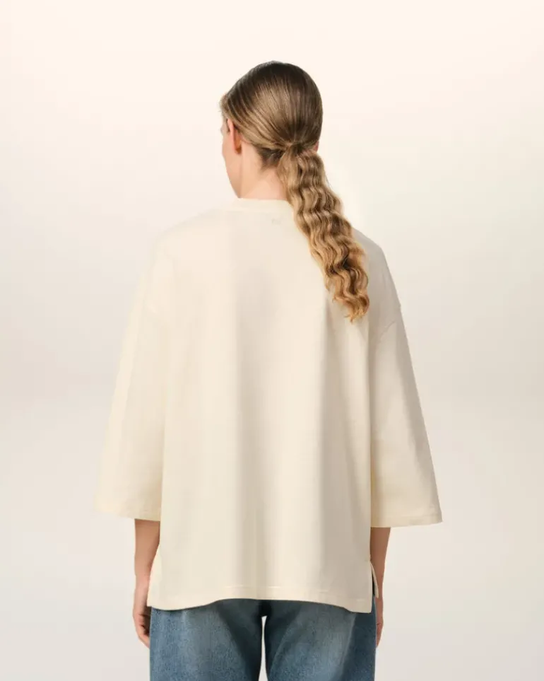 Ami Paris Beige Cotton Ami de Coeur Patch T-Shirt WHITE CREAM Shop