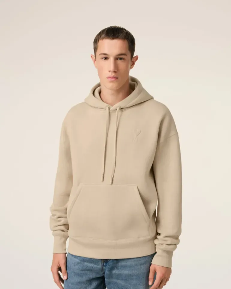 Ami Paris Beige Cotton Ami de Coeur Hoodie GINGER Best