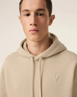 Ami Paris Beige Cotton Ami de Coeur Hoodie GINGER Best