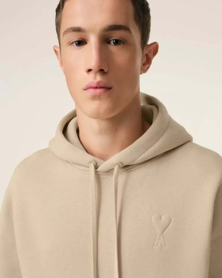 Ami Paris Beige Cotton Ami de Coeur Hoodie GINGER Best