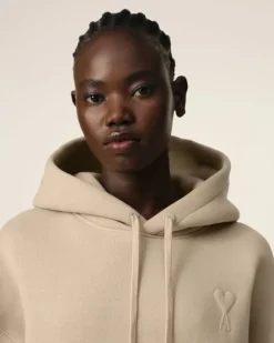 Ami Paris Beige Cotton Ami de Coeur Hoodie GINGER Best
