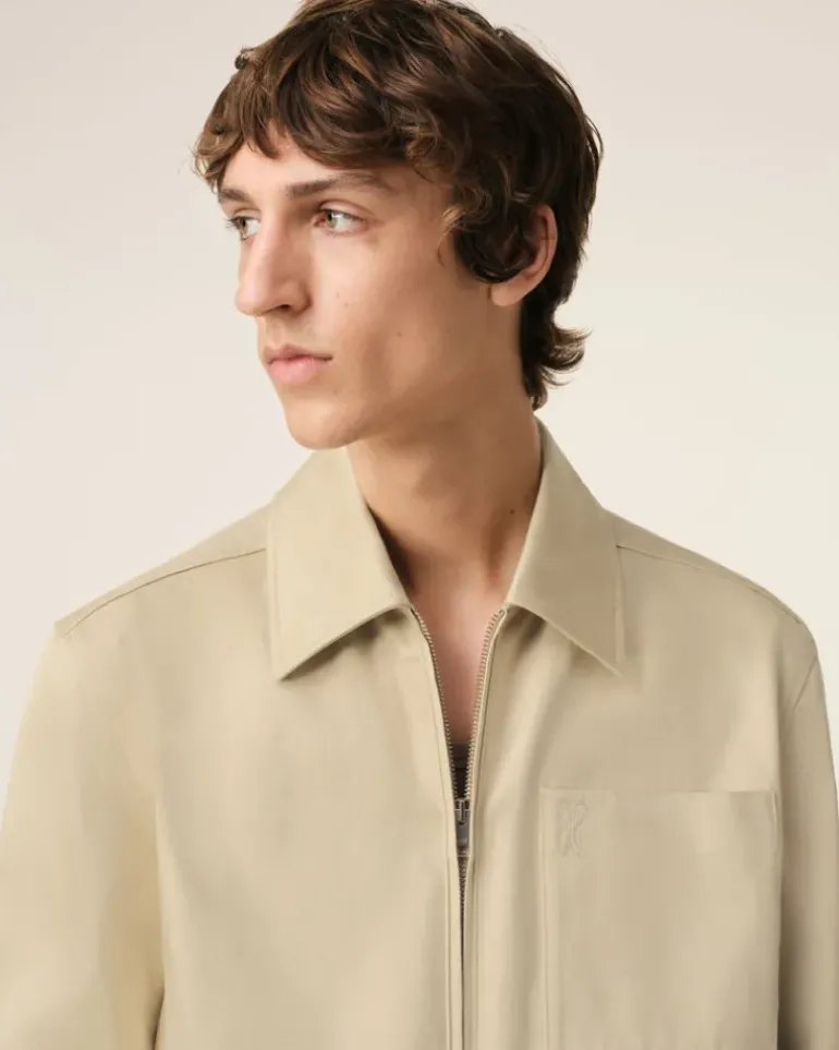 Ami Paris Beige Cotton Ami de Coeur Zipped Jacket GINGER Shop