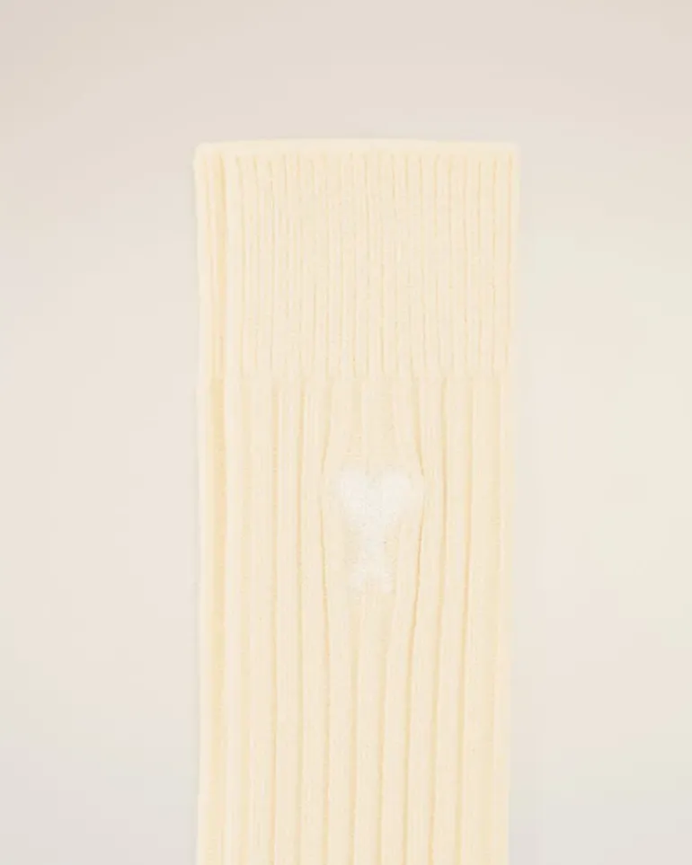 Ami Paris Beige Cotton Ami de Coeur Socks OFF WHITE / OFF WHITE Fashion