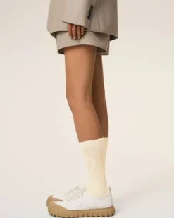Ami Paris Beige Cotton Ami de Coeur Socks OFF WHITE / OFF WHITE Fashion