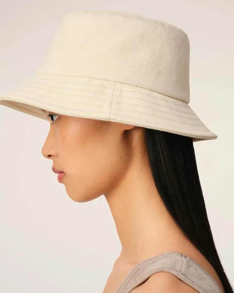 Ami Paris Beige Cotton Ami de Coeur Embroidery Bucket Hat WHITE CREAM Shop