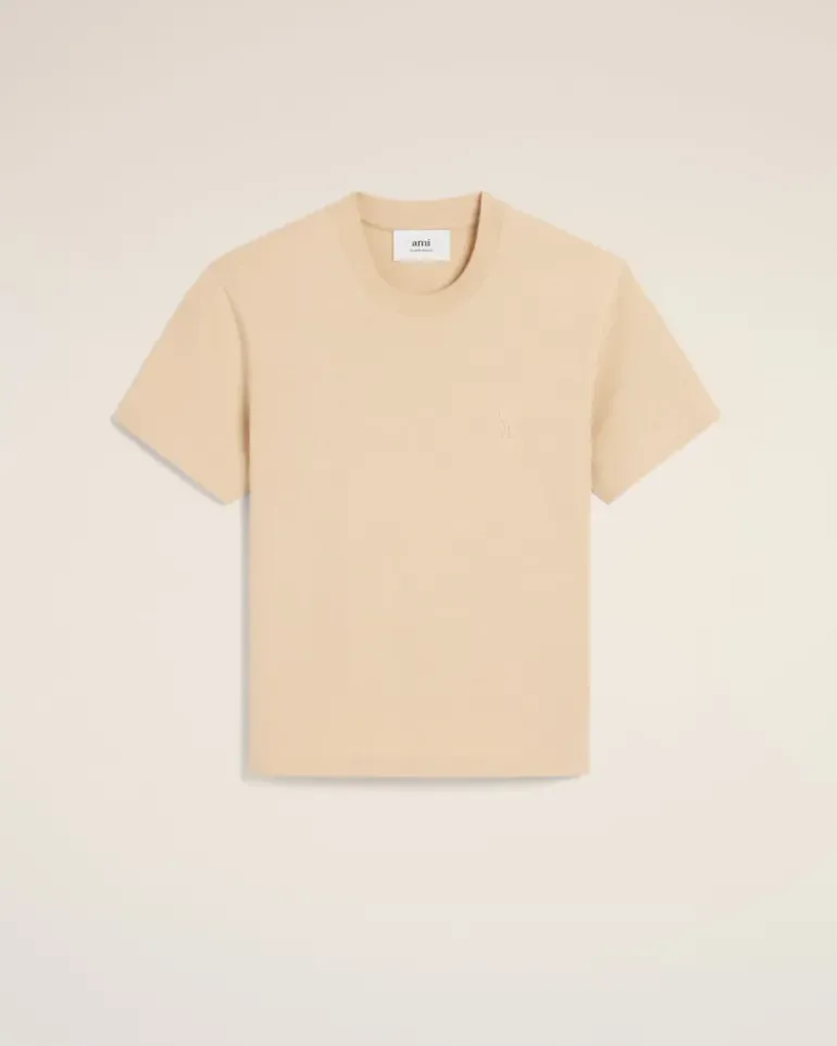 Ami Paris Beige Cotton Ami de Coeur T-Shirt GINGER Cheap