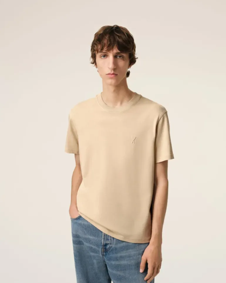 Ami Paris Beige Cotton Ami de Coeur T-Shirt GINGER Cheap