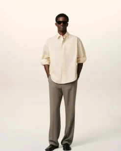 Ami Paris Beige Cotton Ami de Coeur Boxy Shirt WHITE CREAM Sale