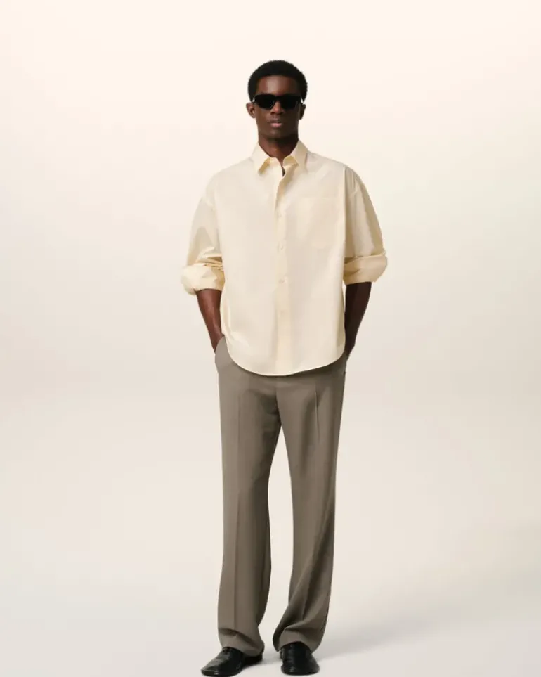 Ami Paris Beige Cotton Ami de Coeur Boxy Shirt WHITE CREAM Sale