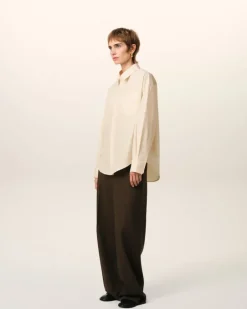 Ami Paris Beige Cotton Ami de Coeur Boxy Shirt WHITE CREAM Sale