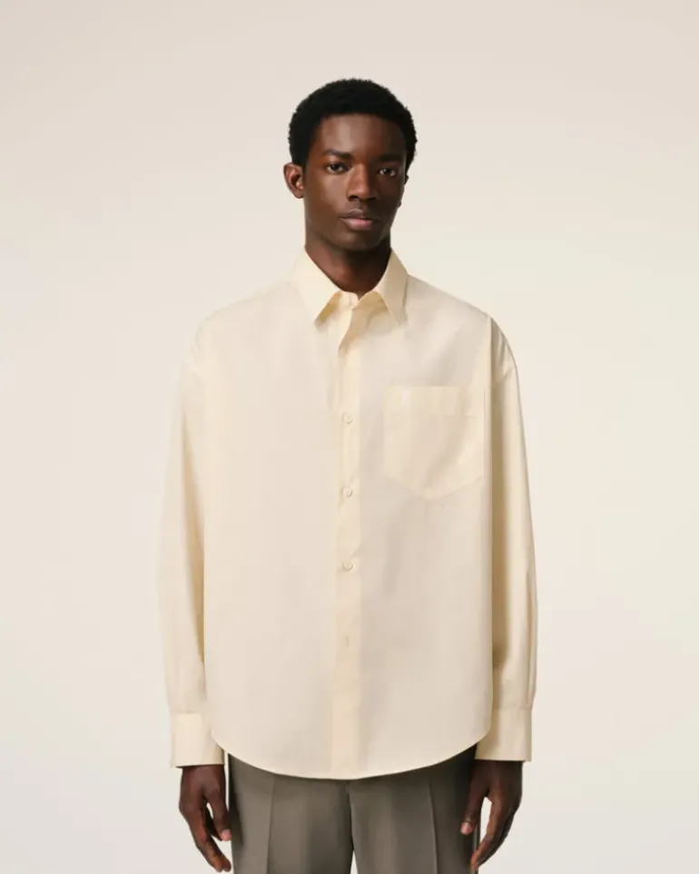 Ami Paris Beige Cotton Ami de Coeur Boxy Shirt WHITE CREAM Sale
