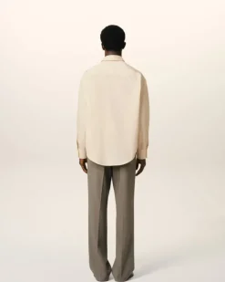 Ami Paris Beige Cotton Ami de Coeur Boxy Shirt WHITE CREAM Sale