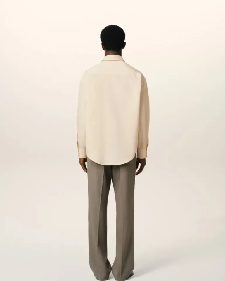 Ami Paris Beige Cotton Ami de Coeur Boxy Shirt WHITE CREAM Sale