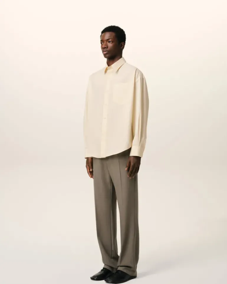 Ami Paris Beige Cotton Ami de Coeur Boxy Shirt WHITE CREAM Sale