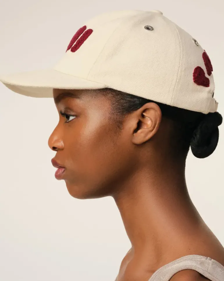 Ami Paris Beige Cotton Patch Trucker Cap WHITE CREAM Clearance