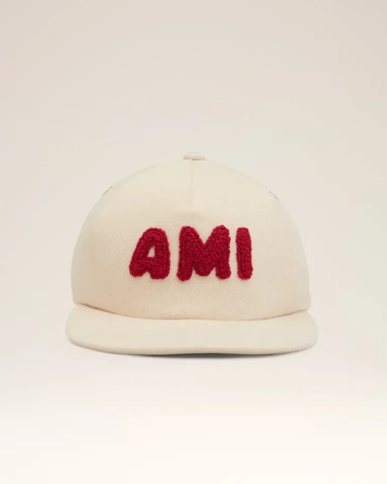 Ami Paris Beige Cotton Patch Trucker Cap WHITE CREAM Clearance