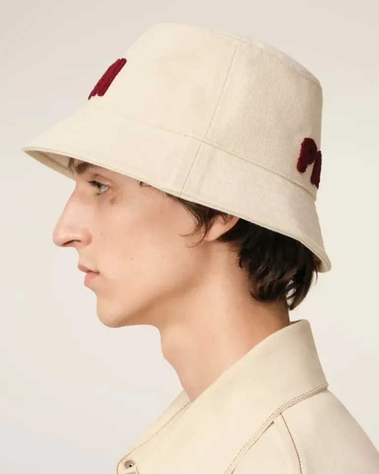 Ami Paris Beige Cotton Patch Bucket Hat WHITE CREAM Outlet