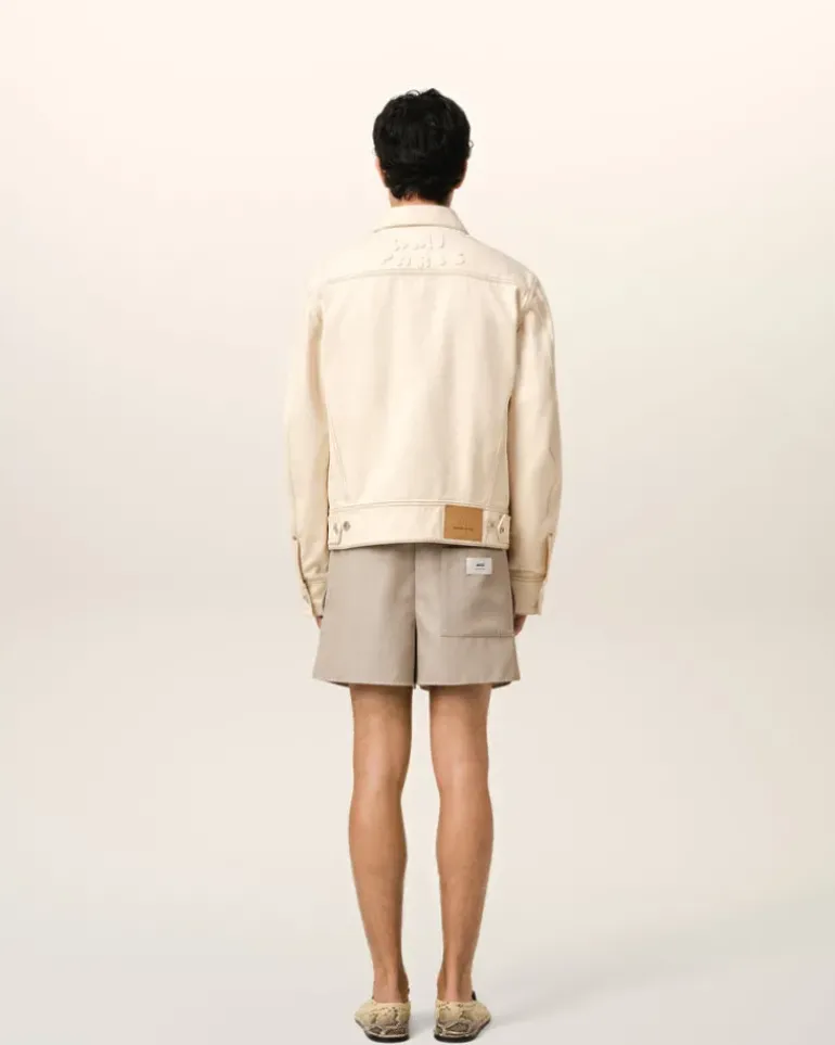 Ami Paris Beige Cotton Trucker Jacket WHITE CREAM New