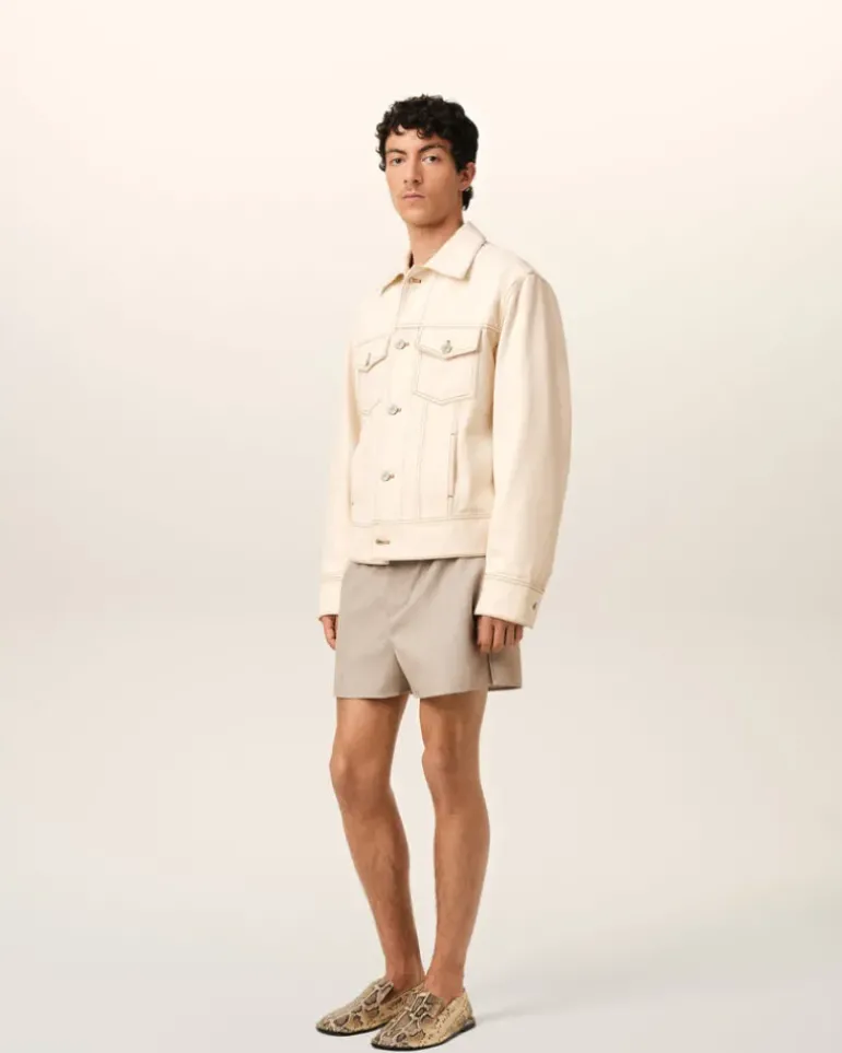 Ami Paris Beige Cotton Trucker Jacket WHITE CREAM New