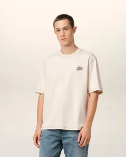 Ami Paris Beige Cotton Ami Signature T-Shirt WHITE CREAM Best Sale