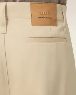 Ami Paris Beige Cotton Baggy Fit Trousers GINGER Hot