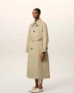 Ami Paris Beige Cotton Belted Mac GINGER/ASH Online
