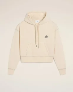Ami Paris Beige Cotton Hoodie Ami Signature WHITE CREAM Outlet