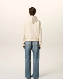 Ami Paris Beige Cotton Hoodie Ami Signature WHITE CREAM Outlet