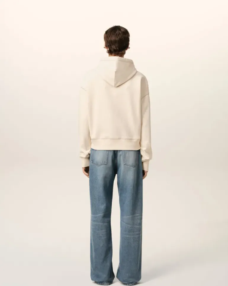Ami Paris Beige Cotton Hoodie Ami Signature WHITE CREAM Outlet