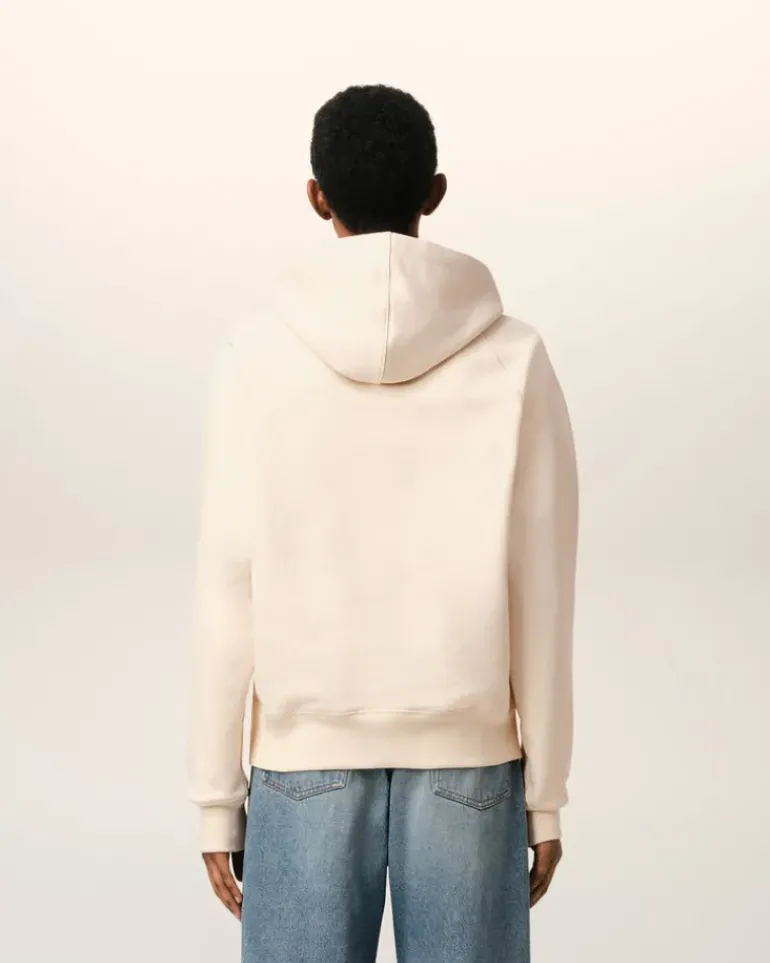 Ami Paris Beige Cotton Hoodie With Patch WHITE CREAM Best