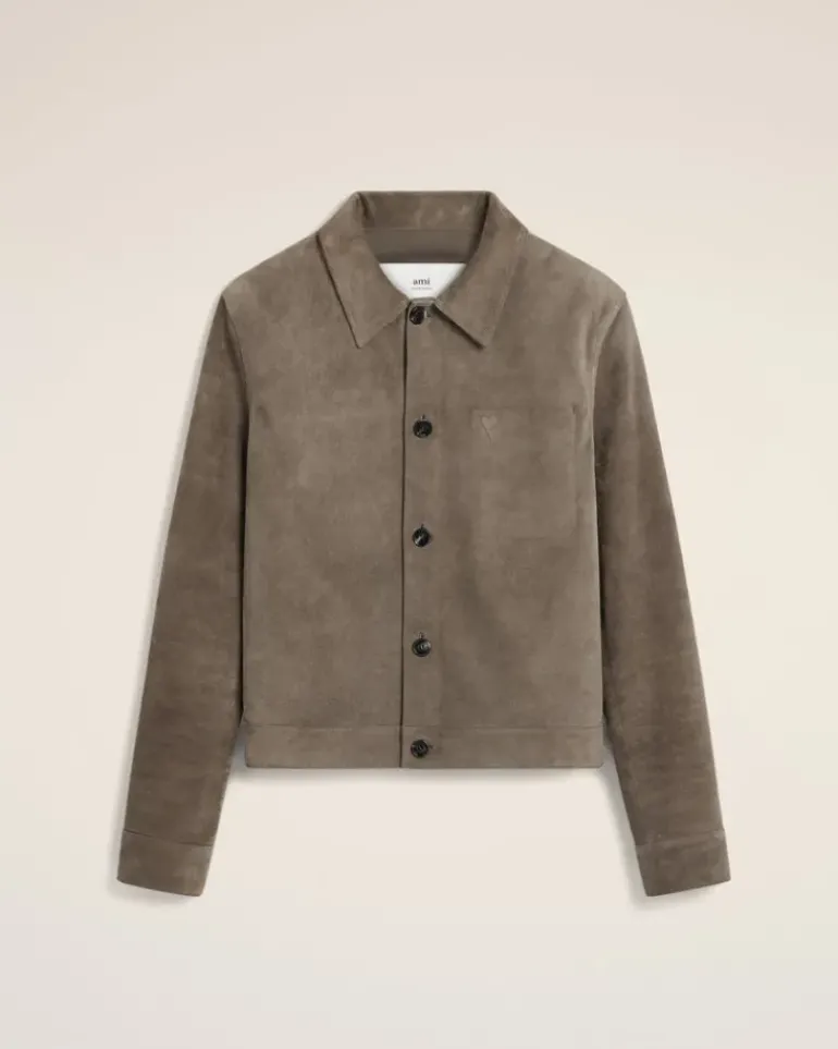 Ami Paris Beige Leather Buttoned Jacket ASH Hot