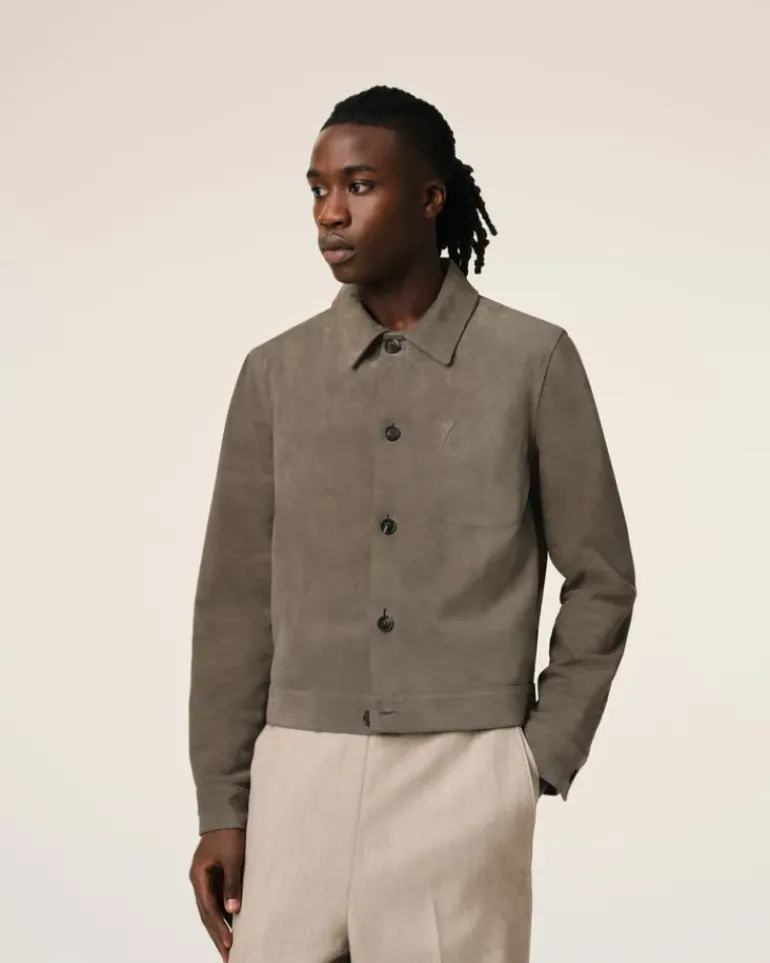 Ami Paris Beige Leather Buttoned Jacket ASH Hot