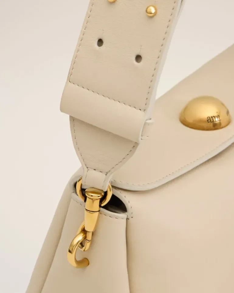 Ami Paris Beige Leather Carrousel Bag GINGER Discount