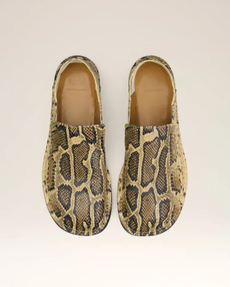 Ami Paris Beige Leather Midi Slippers NATURAL Fashion