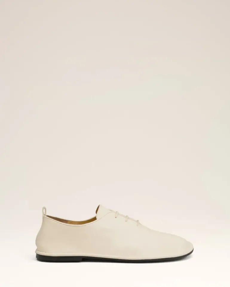 Ami Paris Beige Leather One Cut Shoes WHITE CREAM Flash Sale